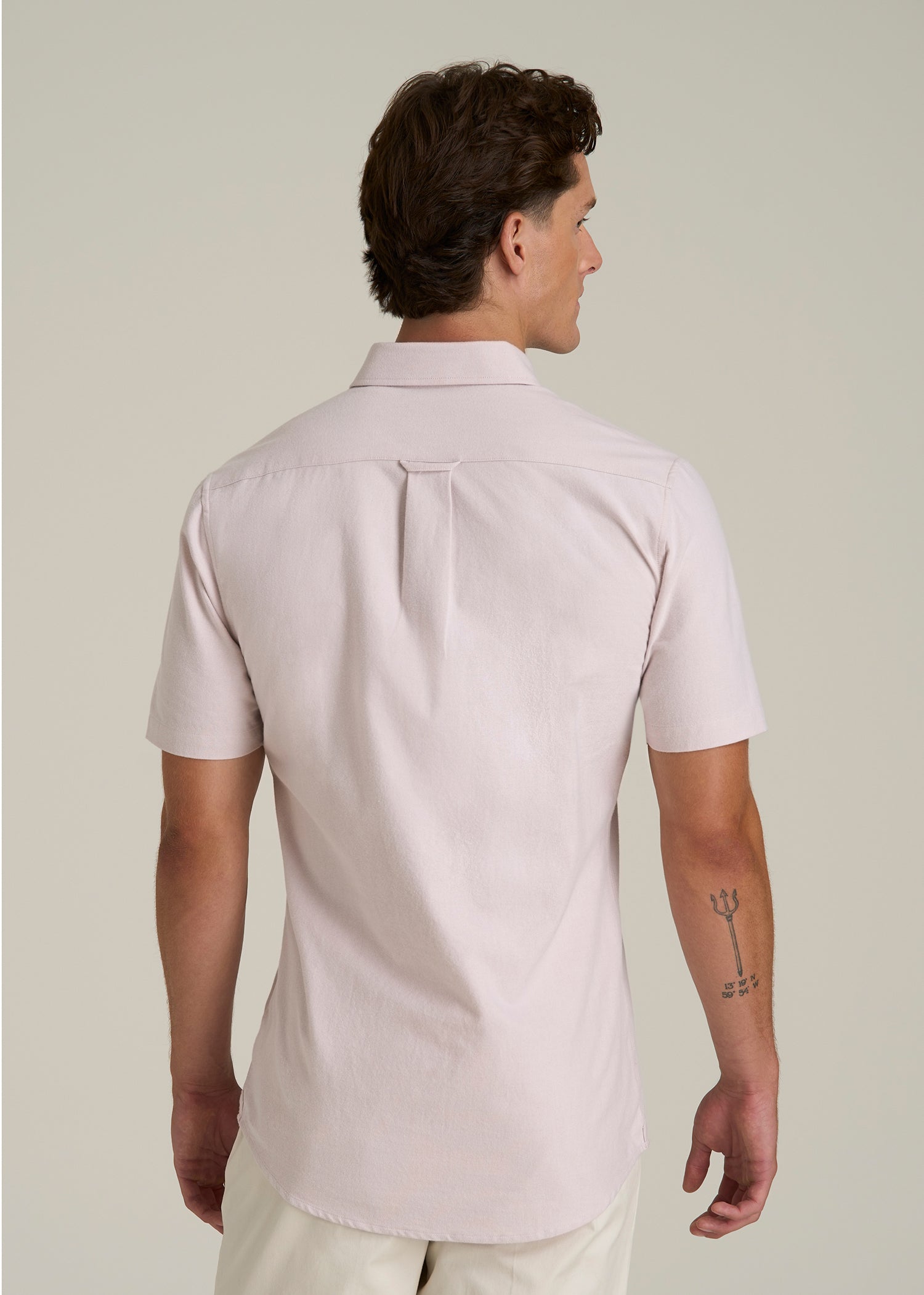 Short Sleeve Oxford Button Shirt For Tall Men in Burnished Lilac