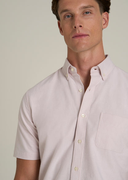 Short Sleeve Oxford Button Shirt For Tall Men in Burnished Lilac
