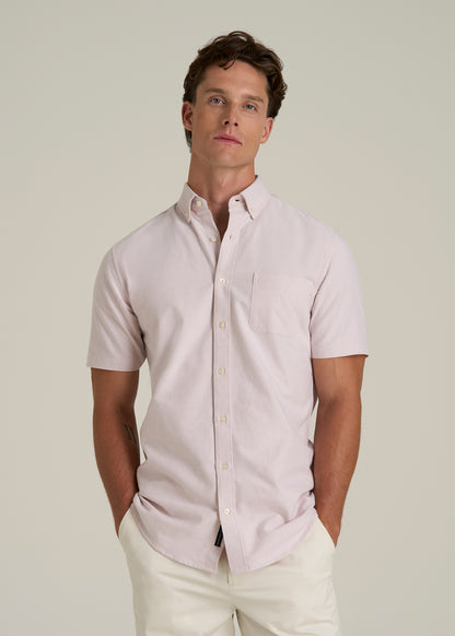 Short Sleeve Oxford Button Shirt For Tall Men in Burnished Lilac
