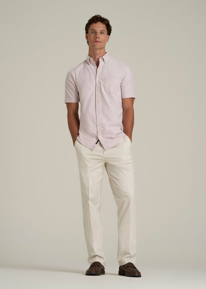 Short Sleeve Oxford Button Shirt For Tall Men in Burnished Lilac