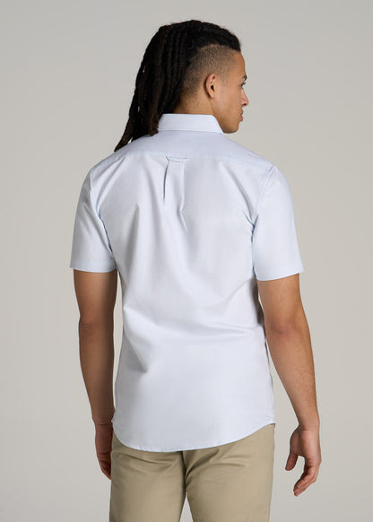 Short Sleeve Oxford Button Shirt For Tall Men in Light Blue