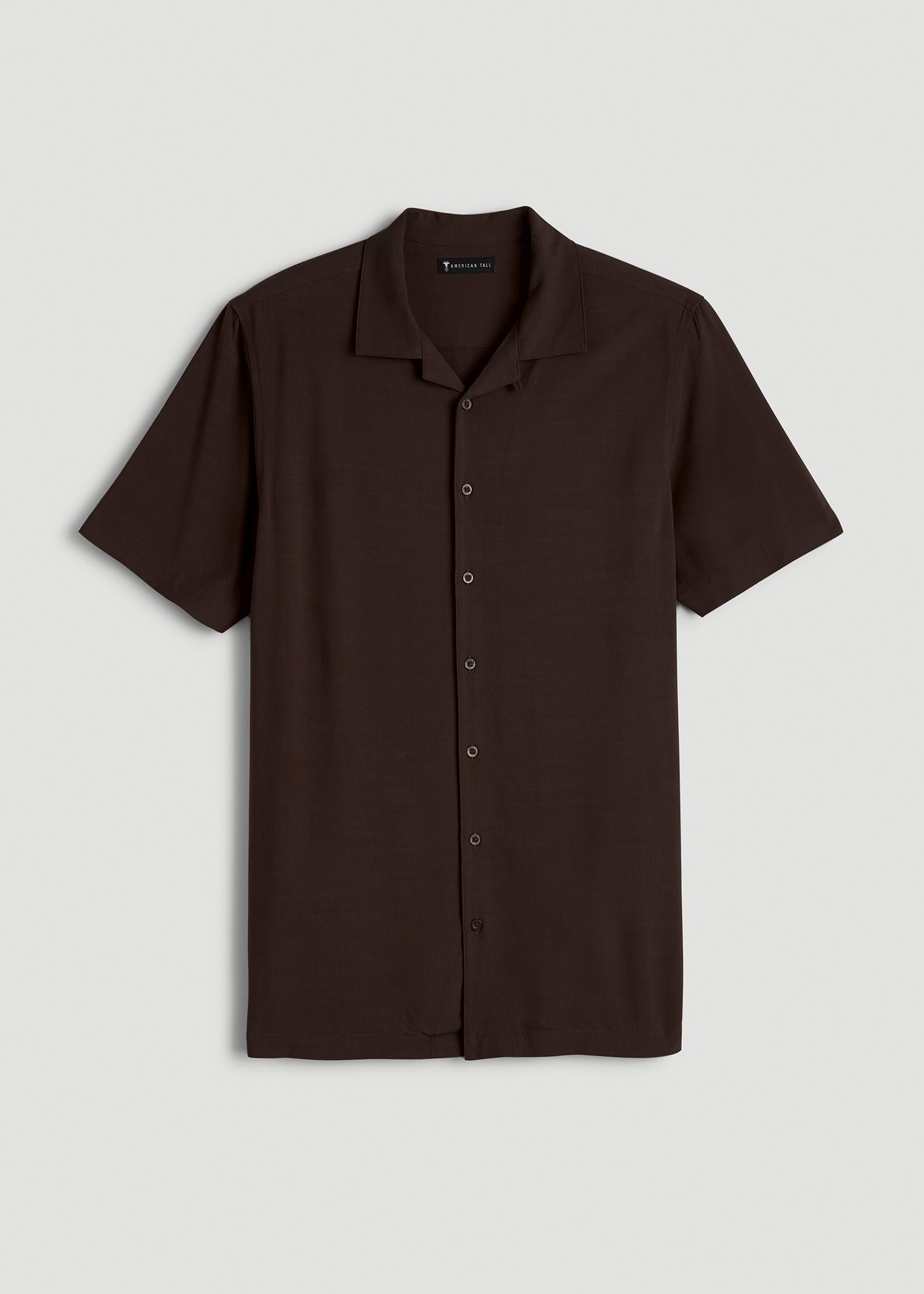 Short Sleeve Resort Shirt for Tall Men in Espresso