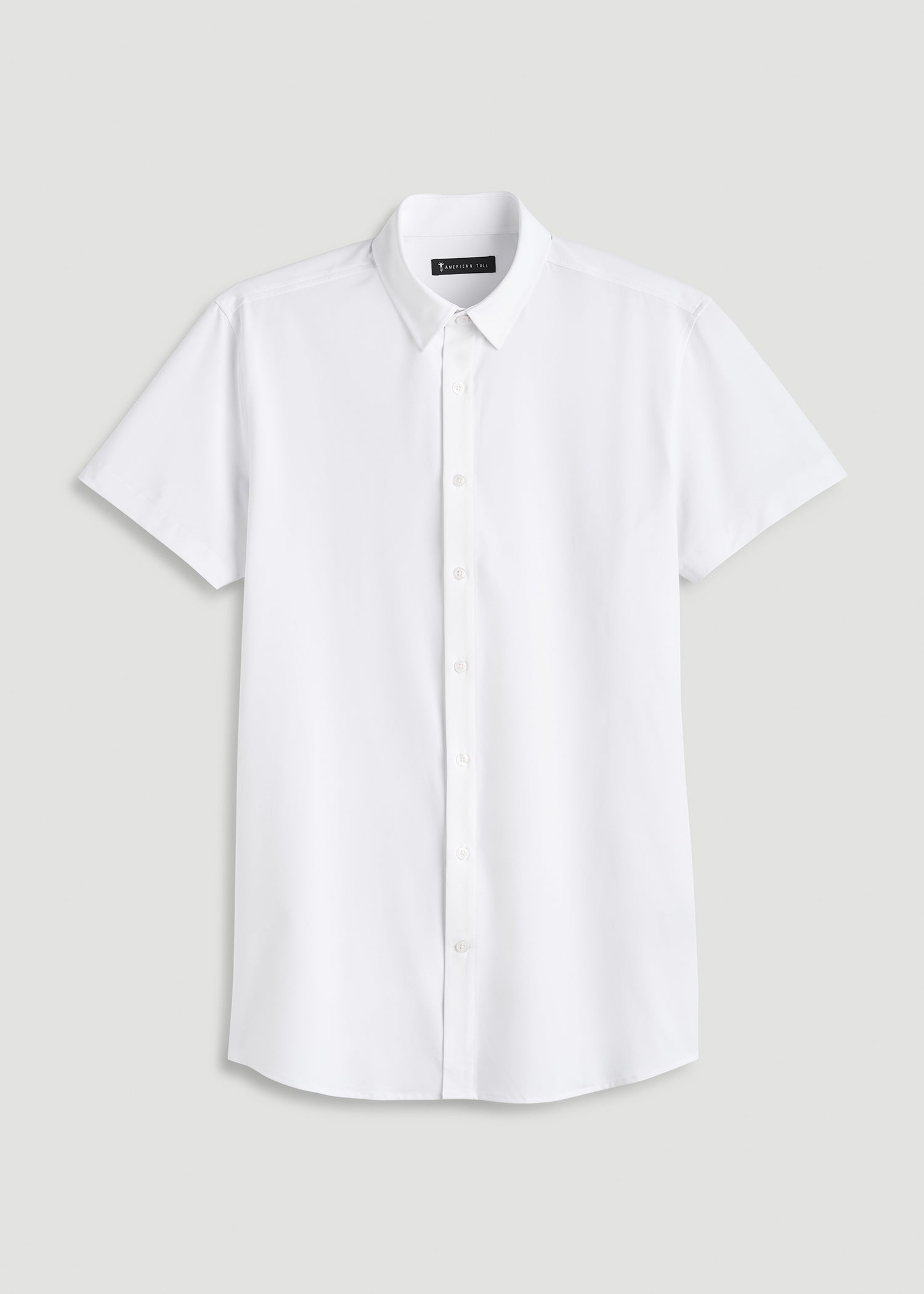 Short Sleeve Traveler Stretch Button Shirt for Tall Men in Bright White