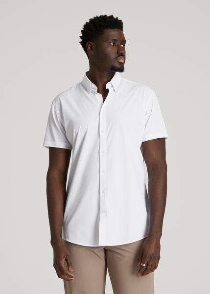 Short Sleeve Traveler Stretch Button Shirt For Tall Men