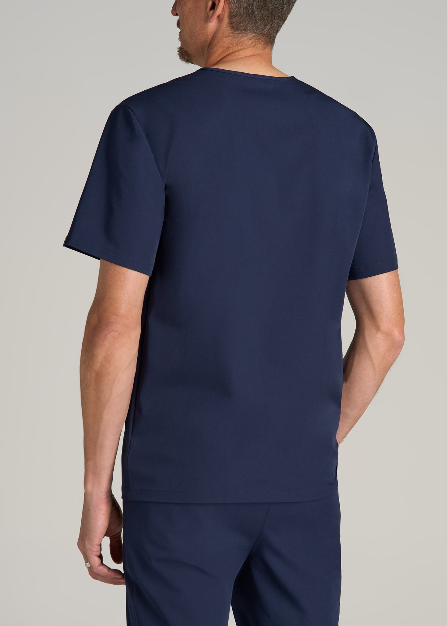Short-Sleeve V-Neck Scrub Top for Tall Men in Patriot Blue