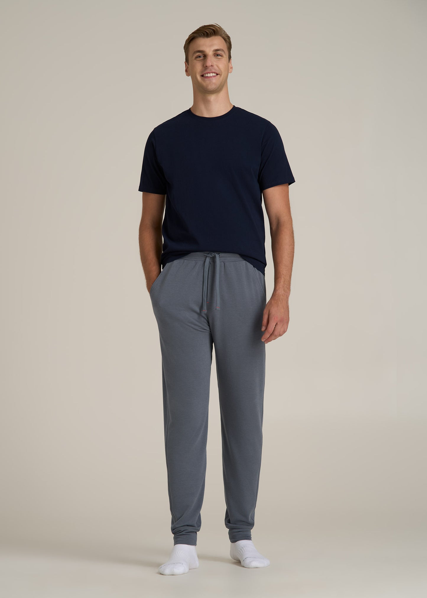 Sleep Joggers for Tall Men in Smoky Blue