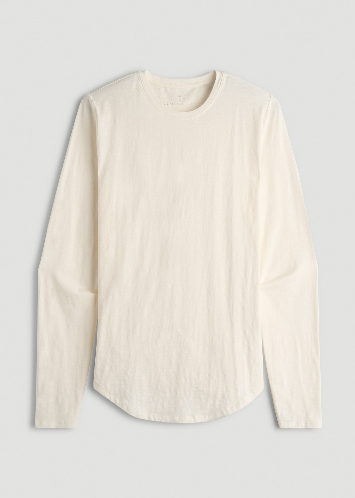 Slub Long Sleeve Scoop Tee for Tall Men in Ecru