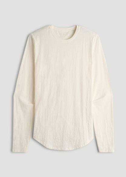 Slub Long Sleeve Scoop Tee for Tall Men in Ecru