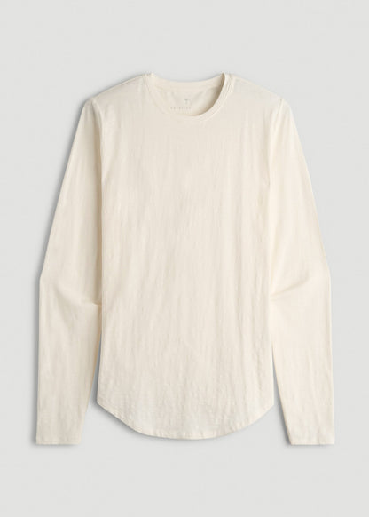 Slub Long Sleeve Scoop Tee for Tall Men in Ecru