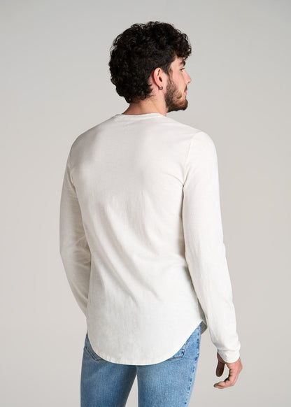 Slub Long Sleeve Scoop Tee for Tall Men in Ecru