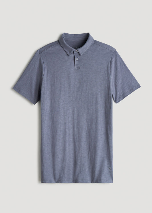 Slub Self Collar Tall Polo Shirt in Skyline Grey