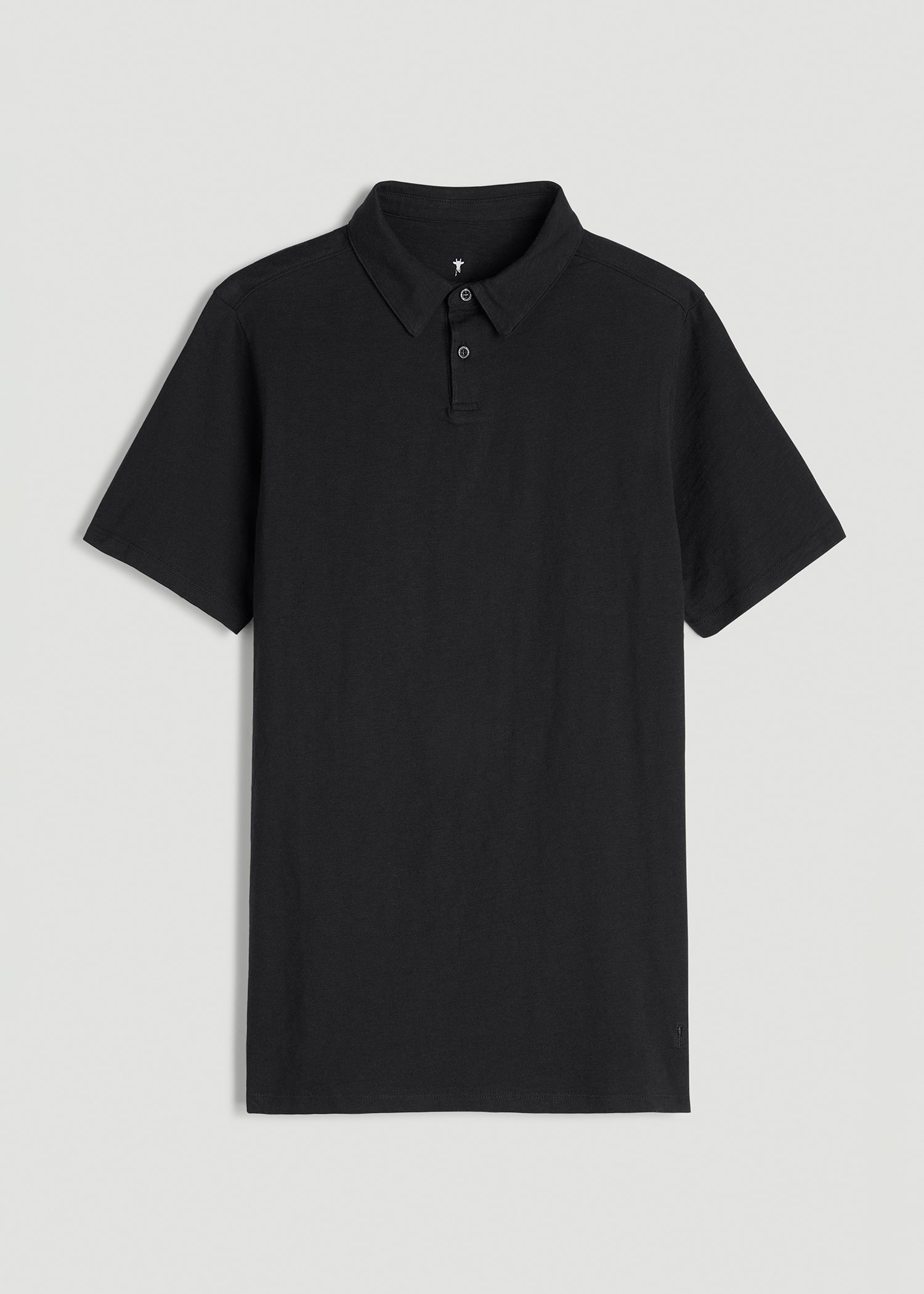 Slub Self Collar Polo Shirt for Tall Men in Black