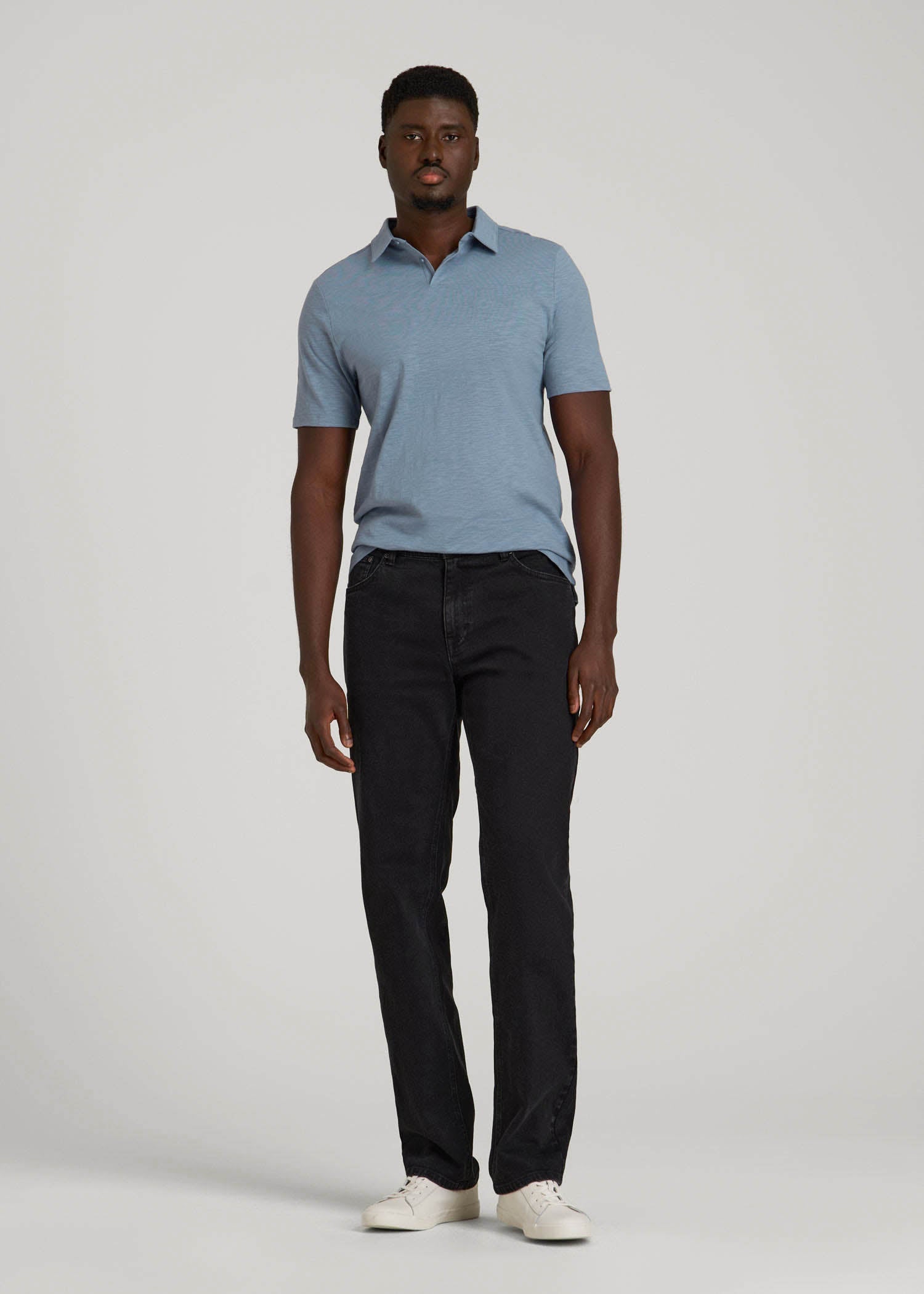 Men's Tall Slub Self Collar Polo With Placket Chambray – American Tall Men's Tall Slub Self Collar Polo With Placket Chambray – American Tall