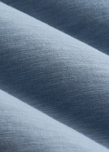 Slub Self Collar Polo Shirt for Tall Men in Chambray