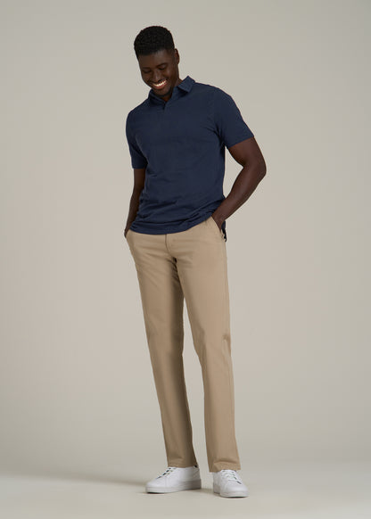 Slub Self Collar Polo Shirt for Tall Men in Navy