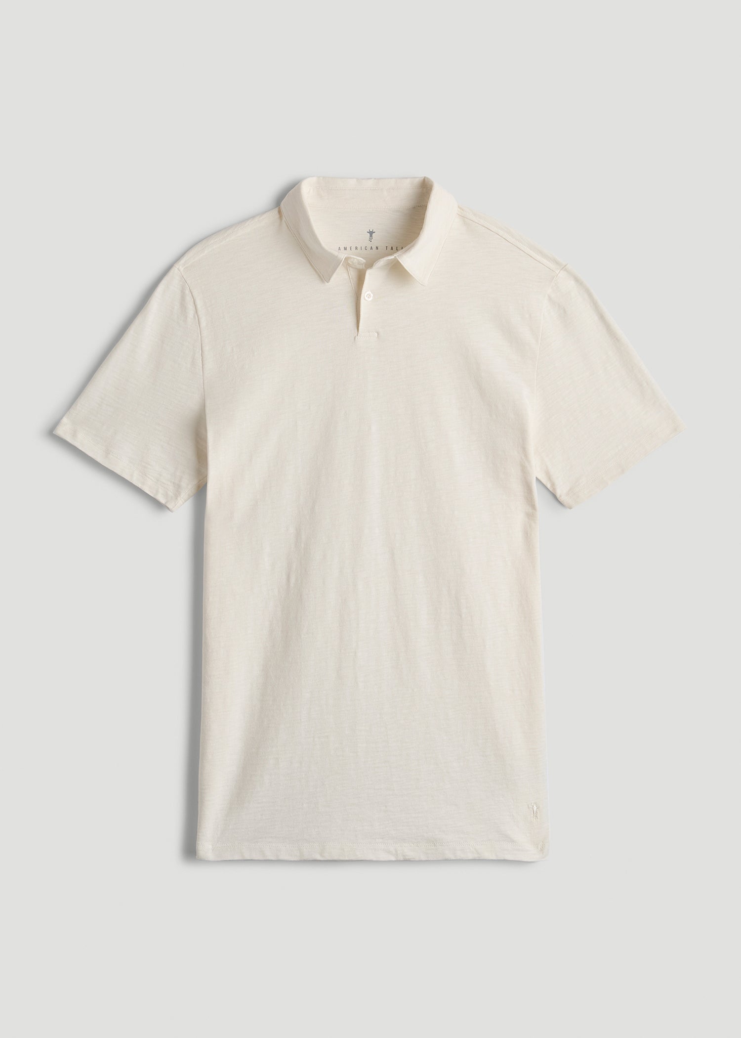 Slub Self Collar Polo Shirt for Tall Men in White Alyssum