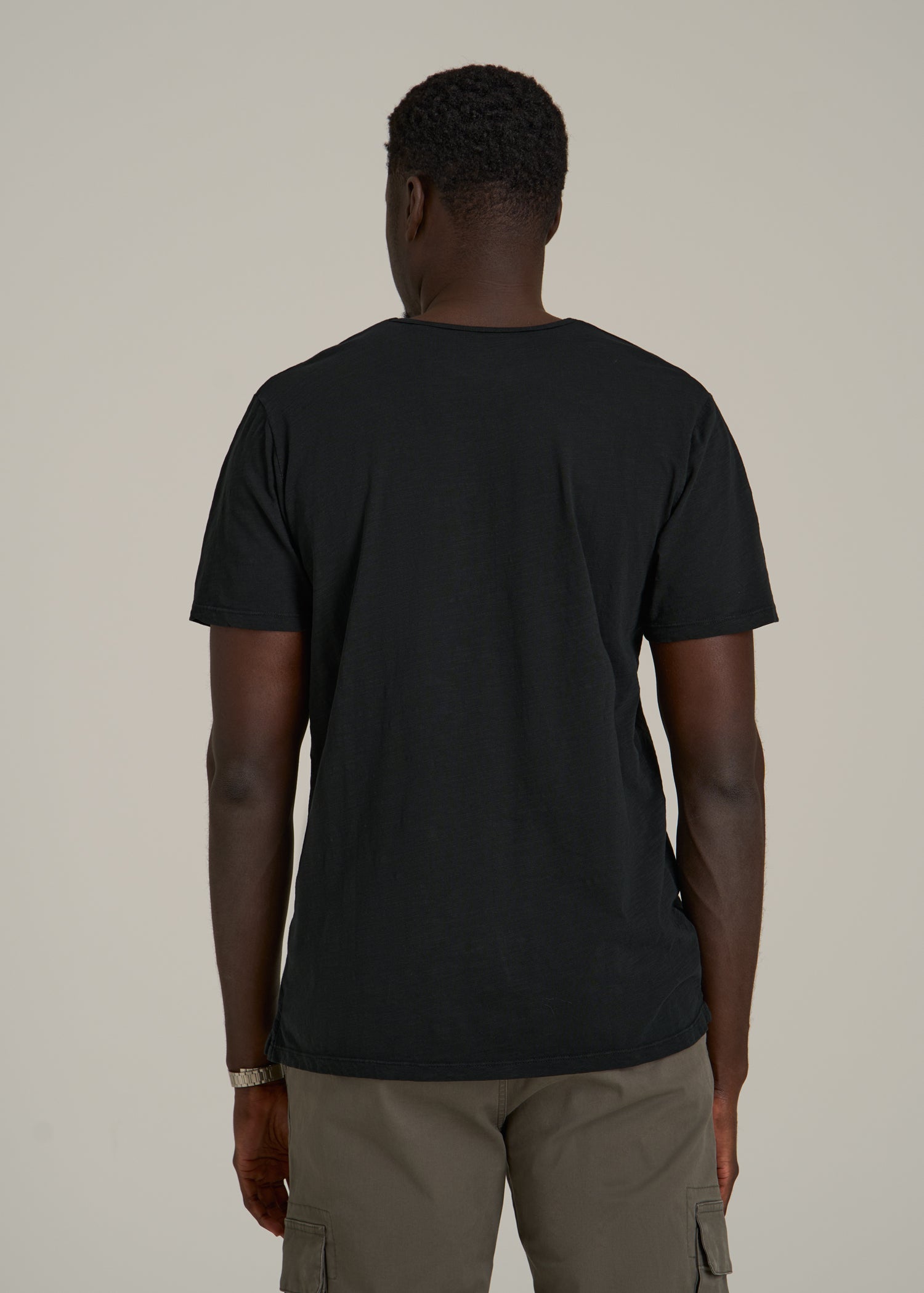 REGULAR-FIT Slub Tee for Tall Men in Black