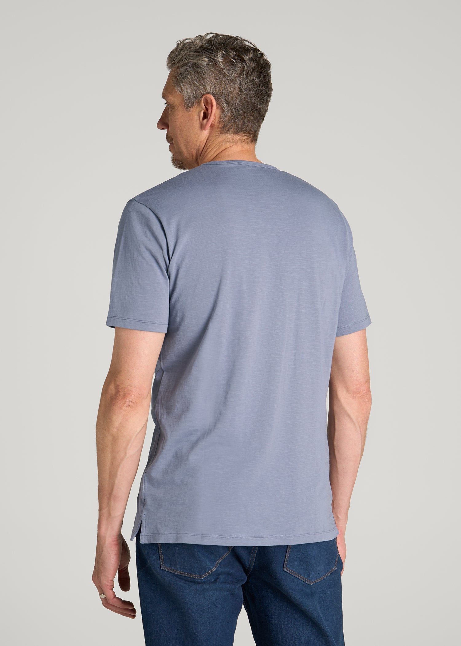 REGULAR-FIT Slub Tee for Tall Men in Blue Granite