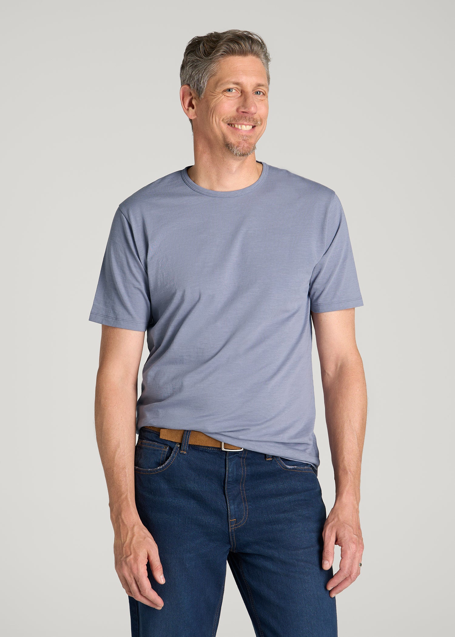 REGULAR-FIT Slub Tee for Tall Men in Blue Granite