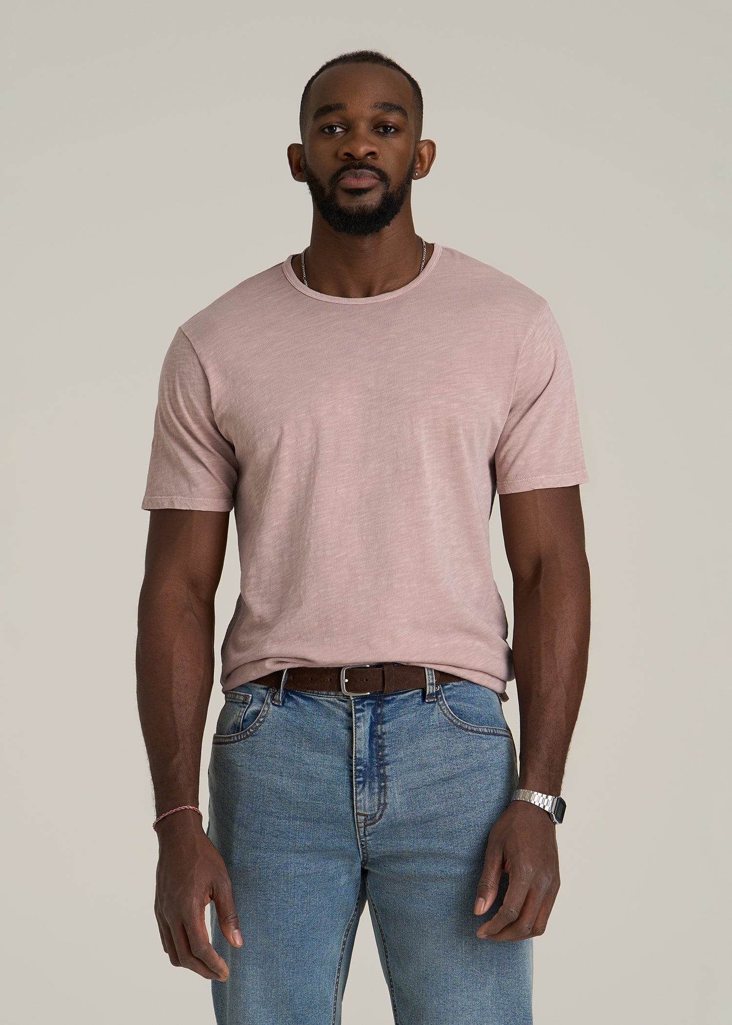 REGULAR-FIT Slub Tee for Tall Men in Desert Rose