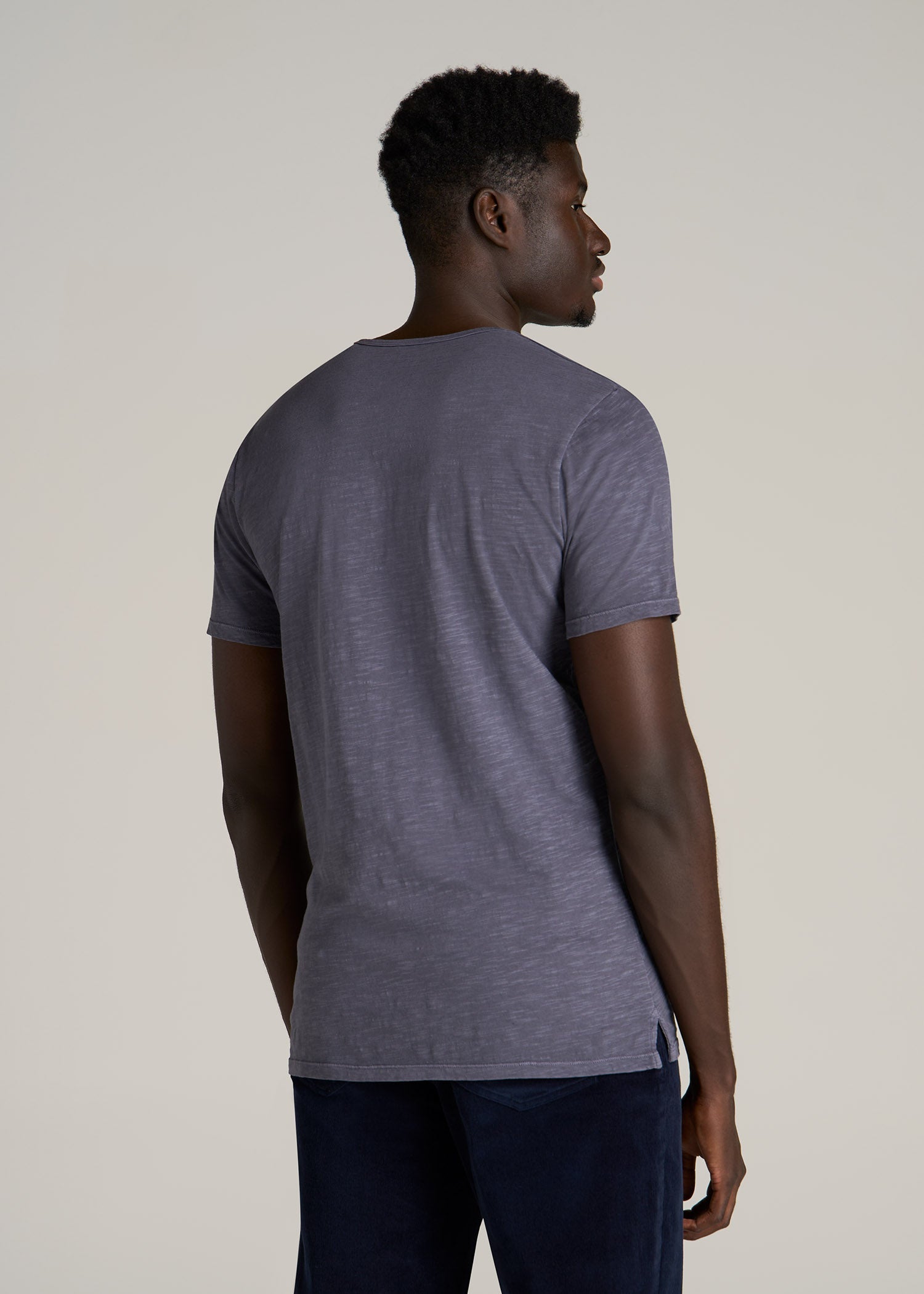 REGULAR-FIT Slub Tee for Tall Men in Grey Blue