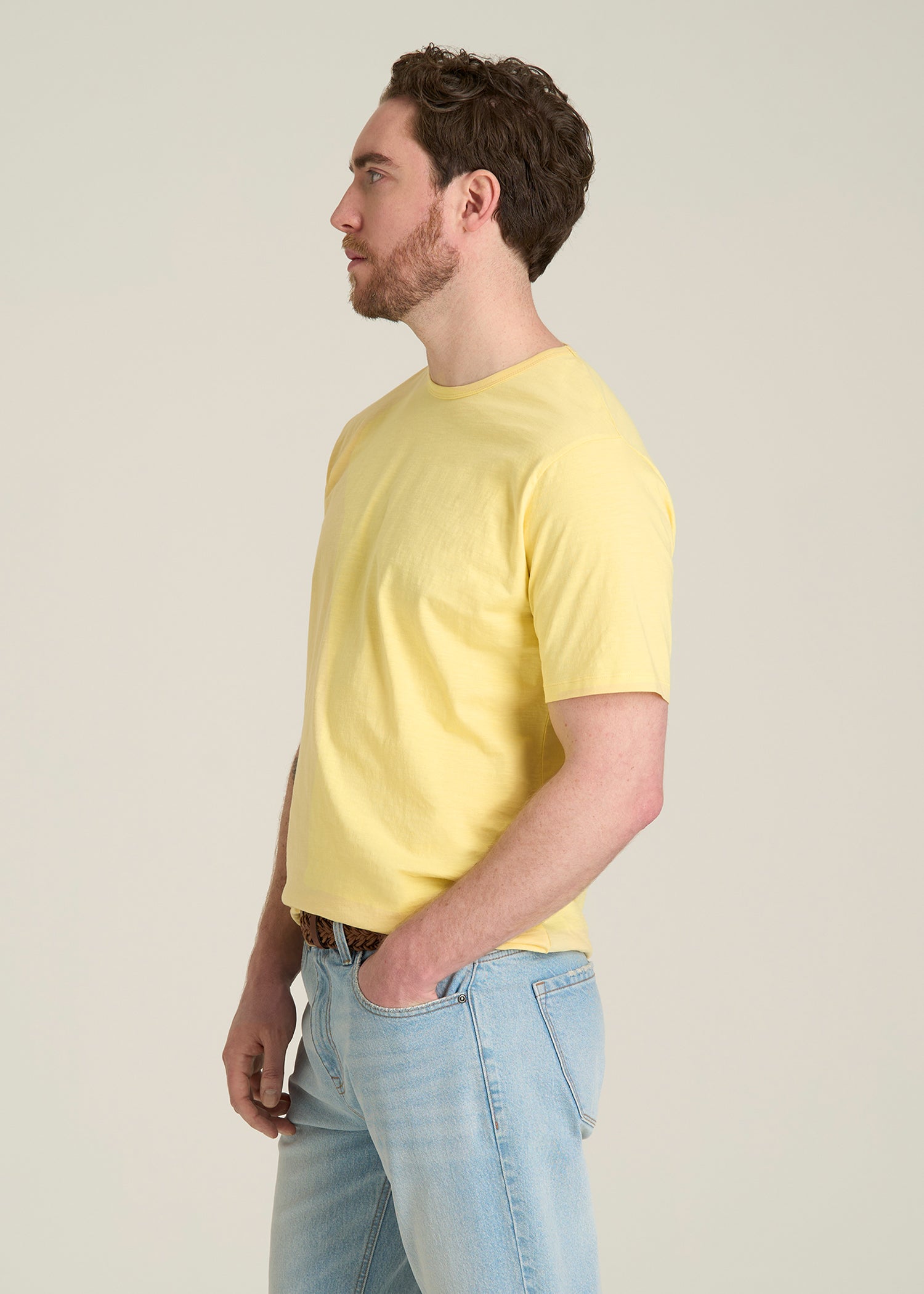 REGULAR-FIT Slub Tee for Tall Men in Lemon Drop