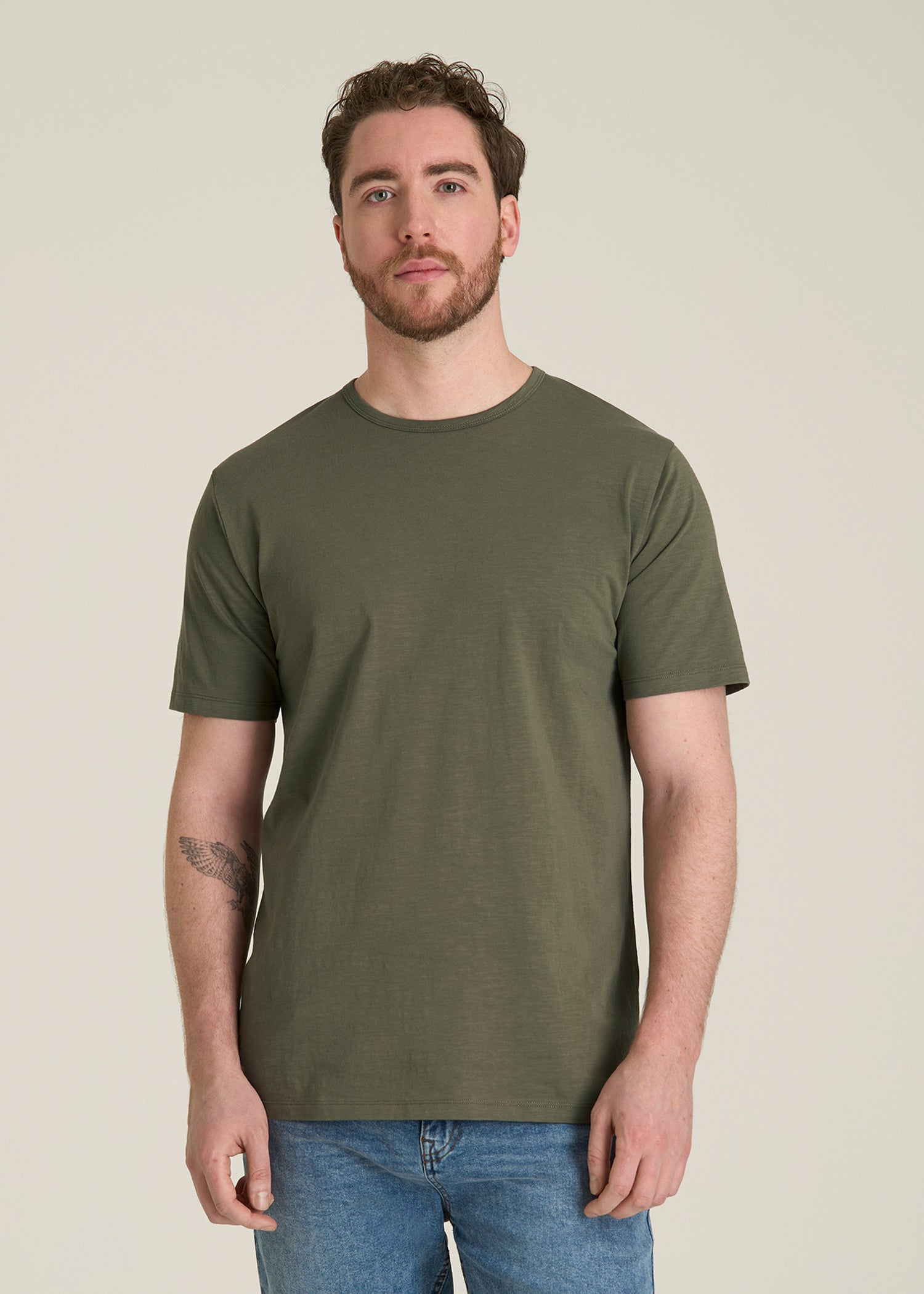 REGULAR-FIT Slub Tee for Tall Men in Olive