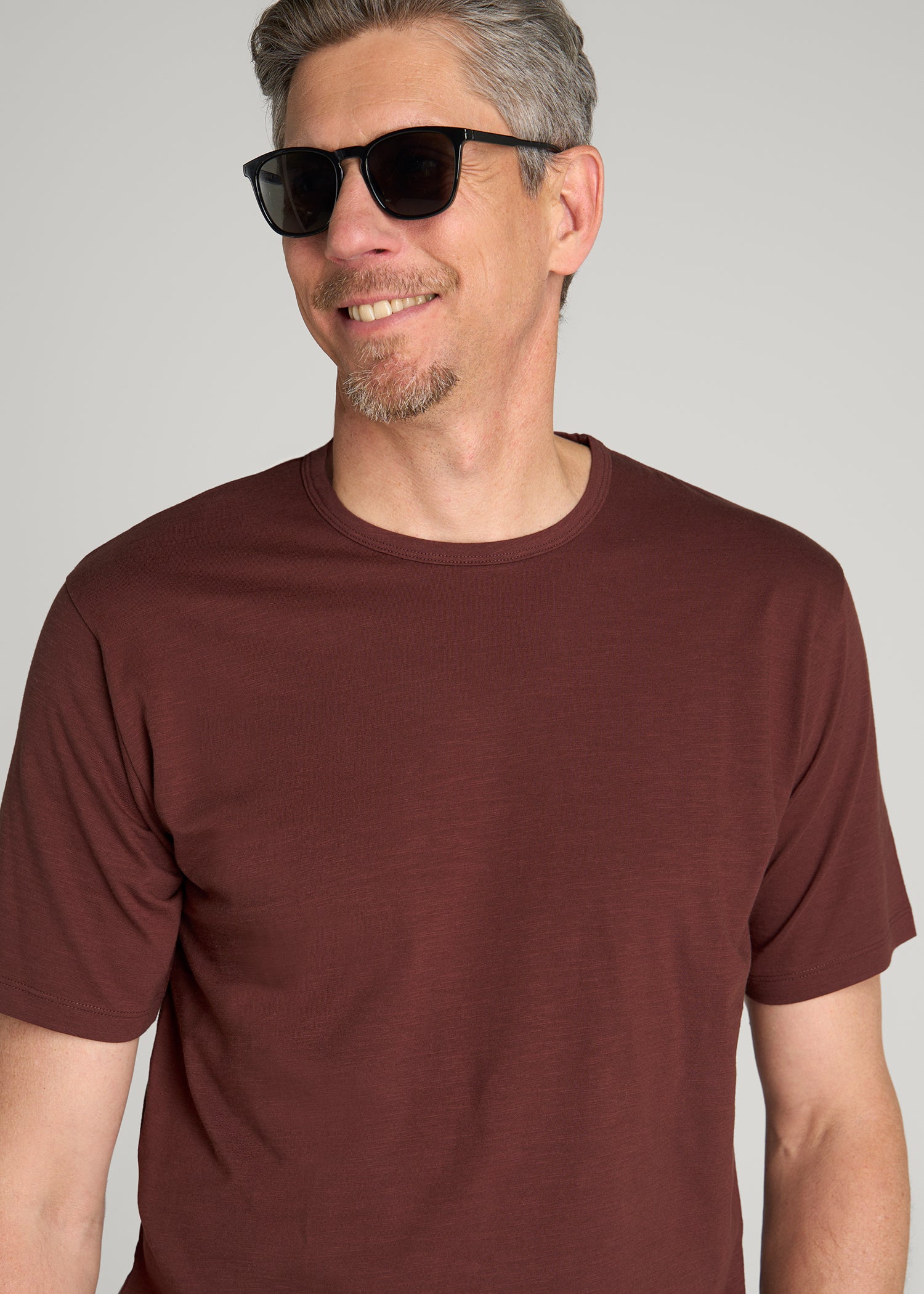REGULAR-FIT Slub Tee for Tall Men in Rum Raisin