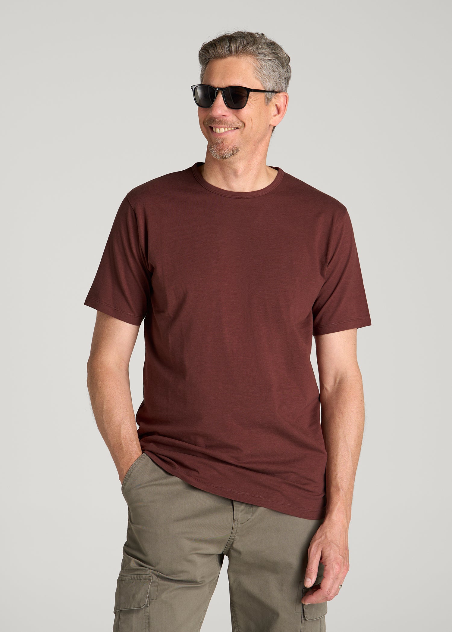 REGULAR-FIT Slub Tee for Tall Men in Rum Raisin