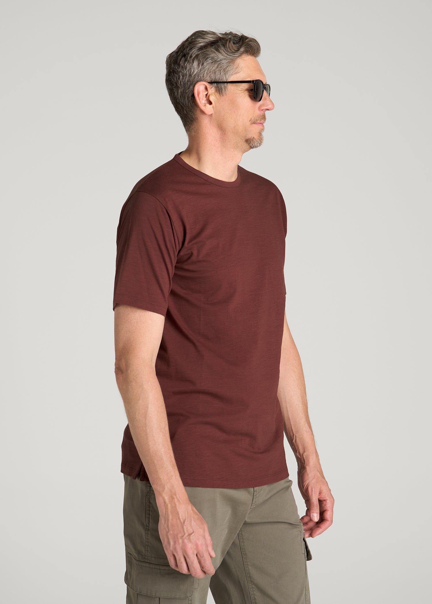 REGULAR-FIT Slub Tee for Tall Men in Rum Raisin