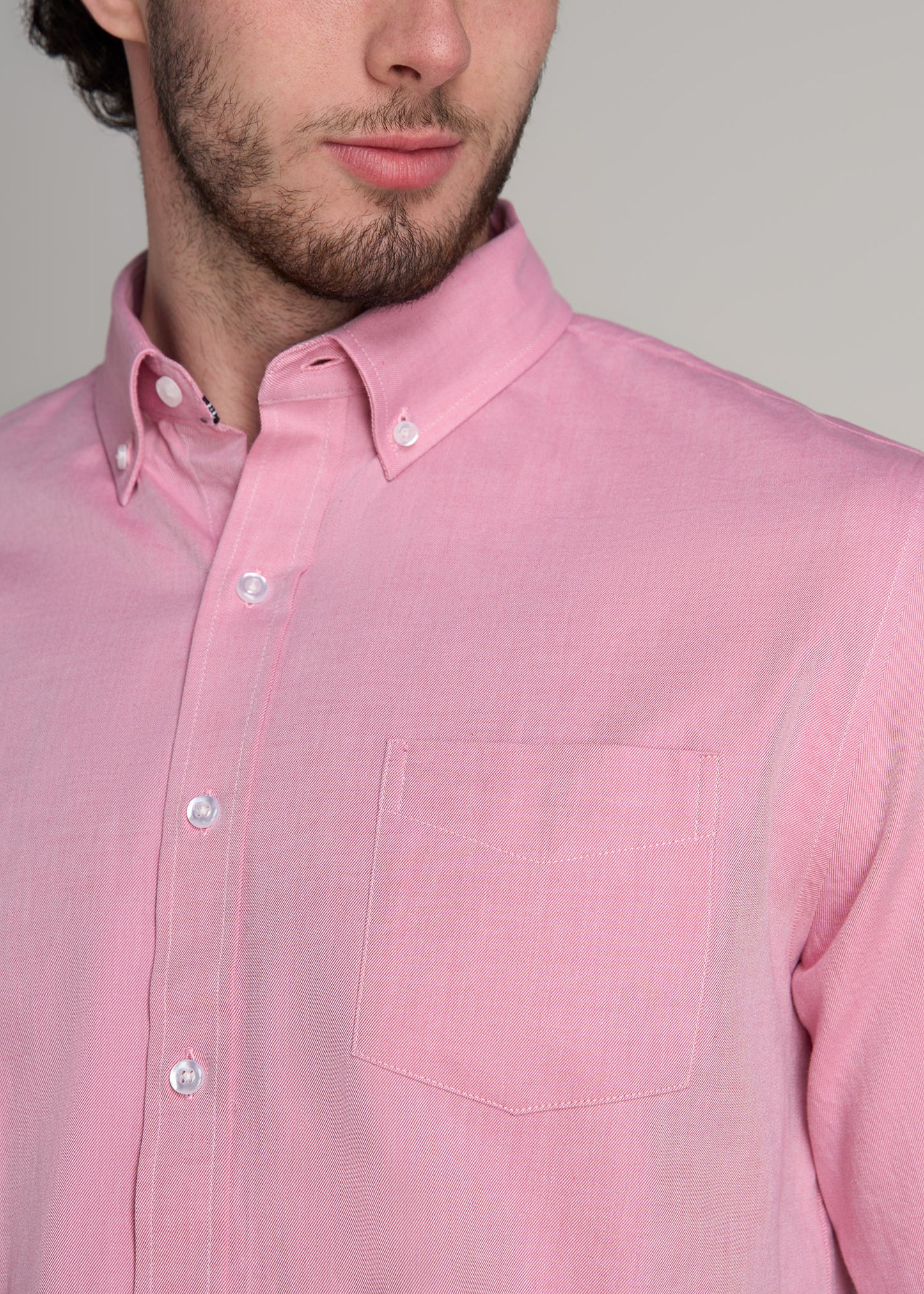 Soft-Wash Button-Up Shirt for Tall Men in Soft Rose