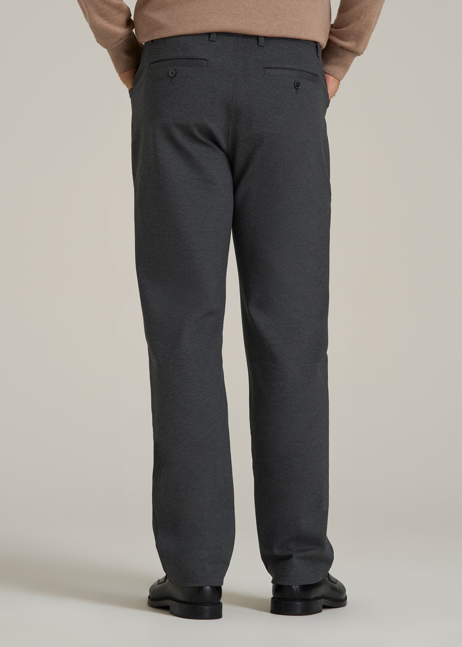 Soft Flex Ponte Pants for Tall Men in Dark Charcoal Heather