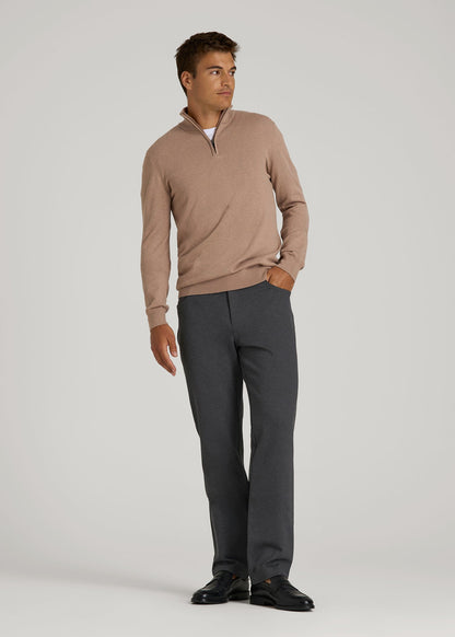 Soft Flex Ponte Pants for Tall Men in Dark Charcoal Heather
