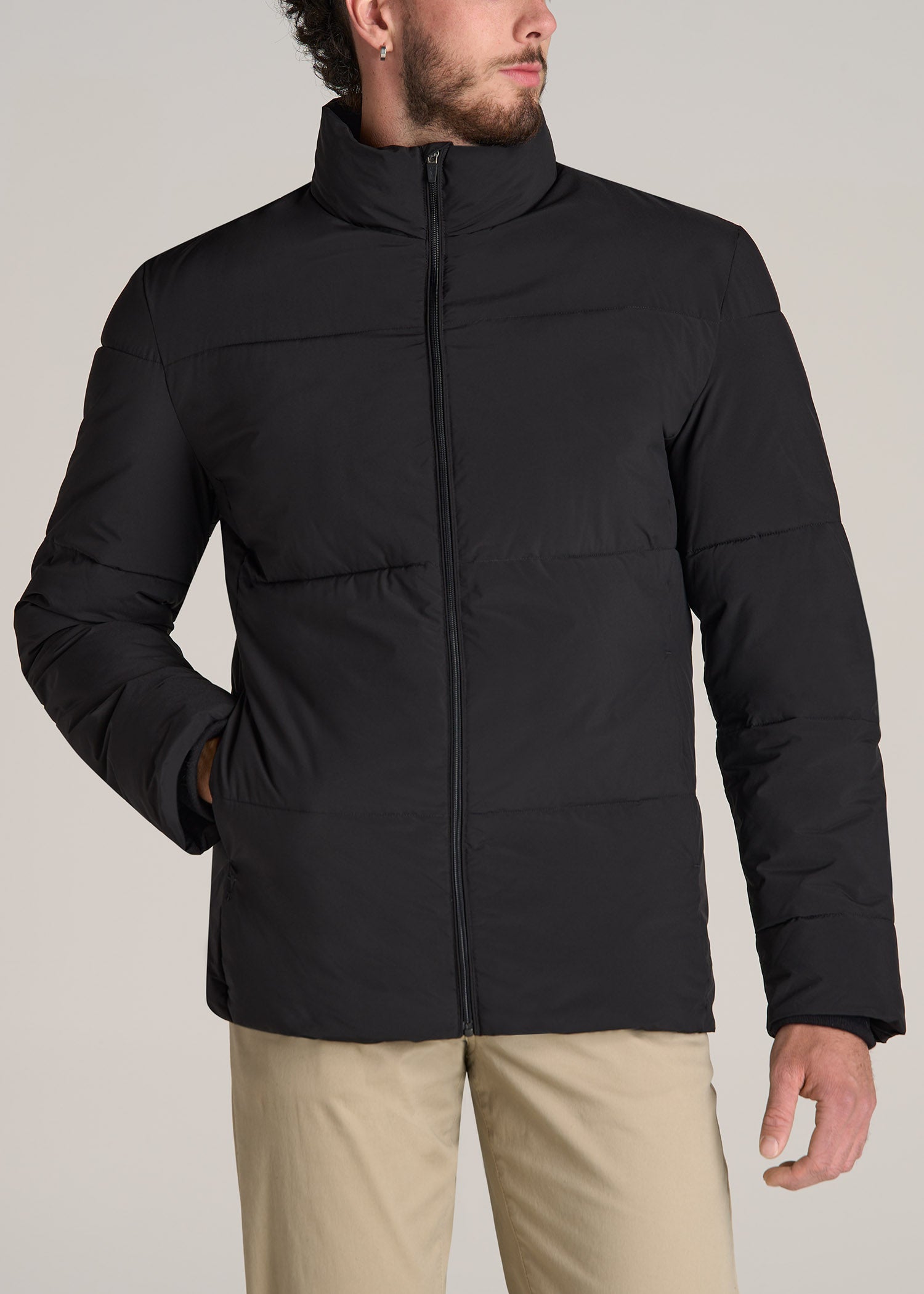 American-Tall-Men-Stand-Collar-Puffer-Coat-Black-front