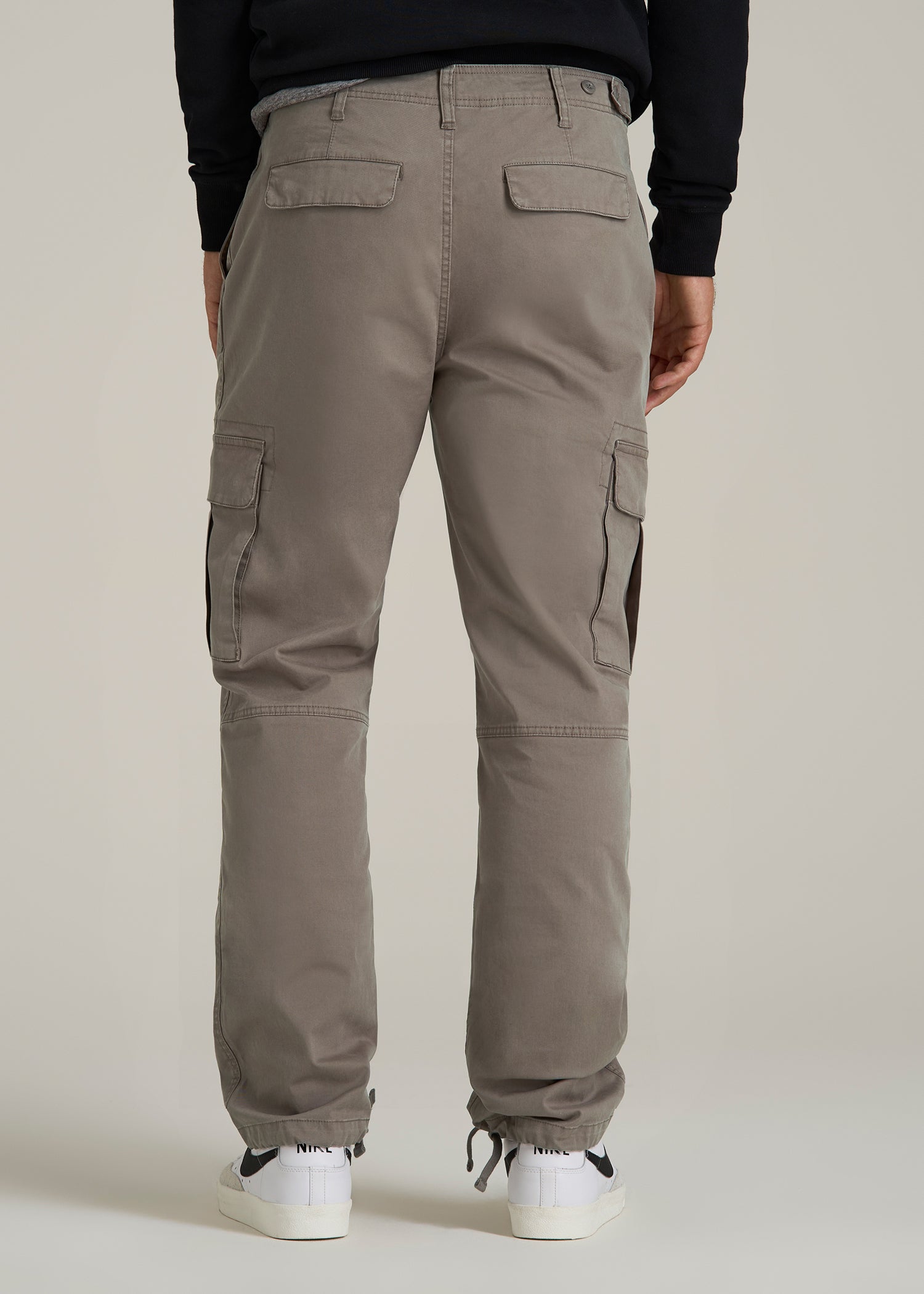 Straight Fit Vintage Washed Cargo Pants for Tall Men in Portobello