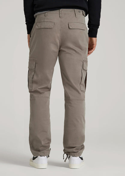 Straight Fit Vintage Washed Cargo Pants for Tall Men in Portobello