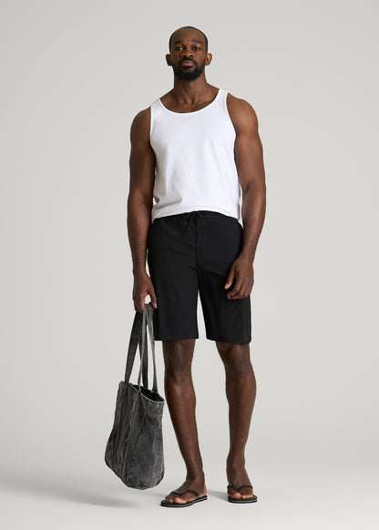 Stretch Board Shorts for Tall Men in Deep Black
