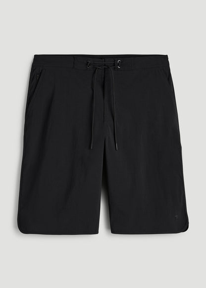 Stretch Board Shorts for Tall Men in Deep Black