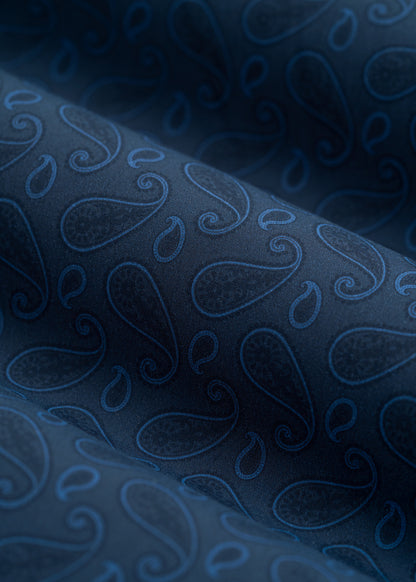 Stretch Board Shorts for Tall Men in Navy Blue Paisley
