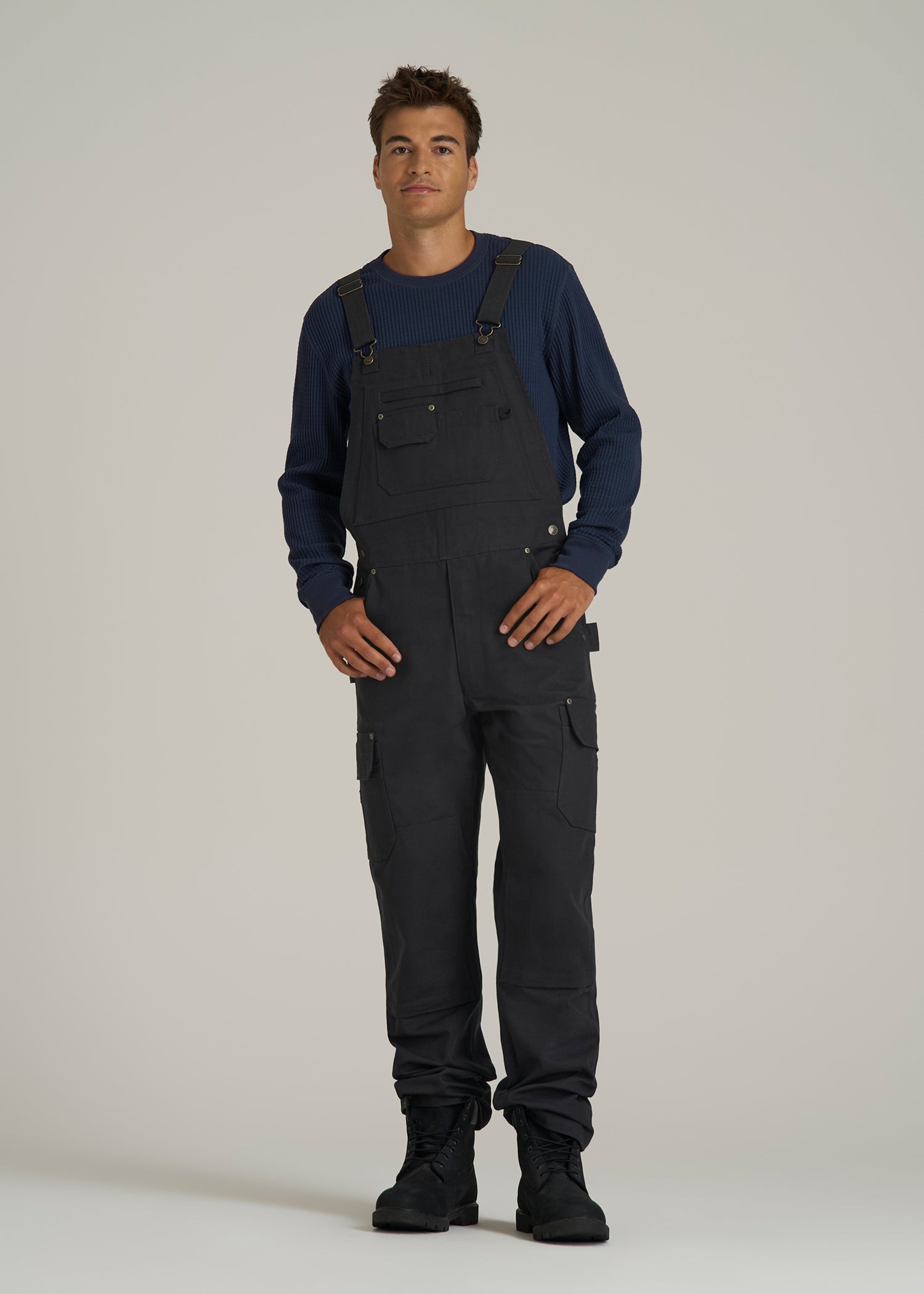 LJ&S Canvas Bib Overalls for Tall Men in Black