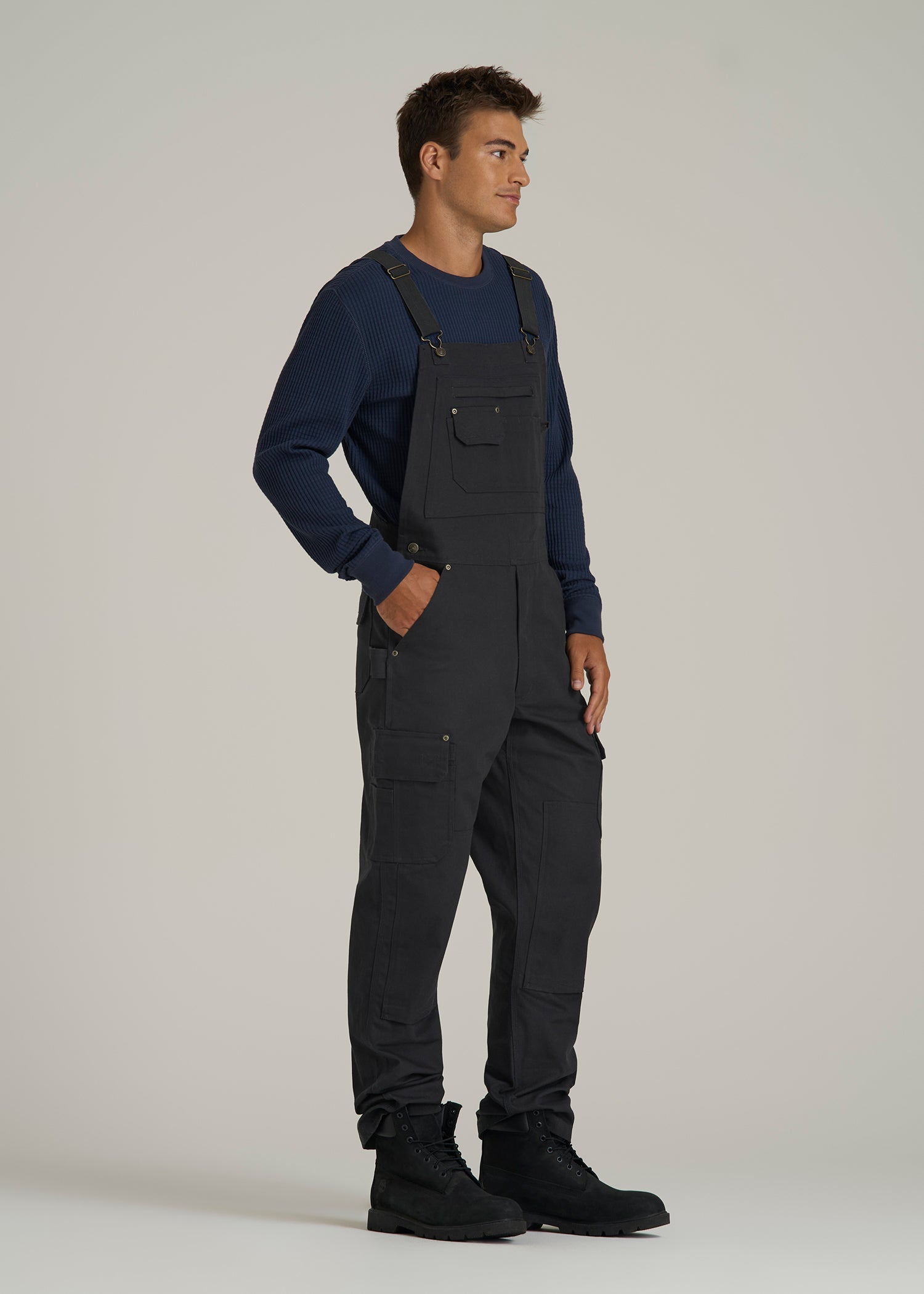 LJ&S Canvas Bib Overalls for Tall Men in Black