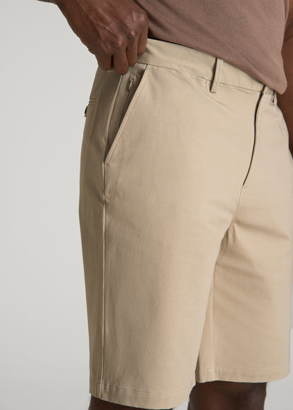 Stretch Commuter Chino Short for Tall Men in Warm Taupe