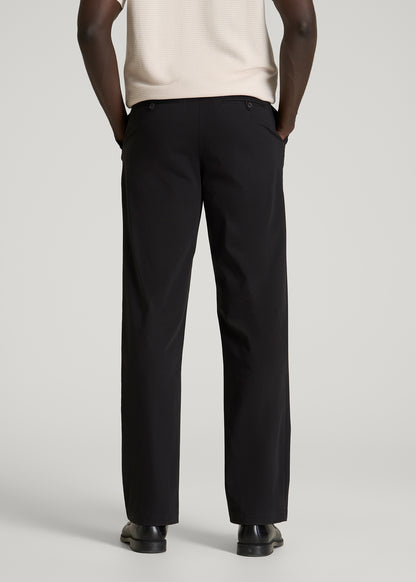 Stretch Commuter Pleated Chinos for Tall Men in Black