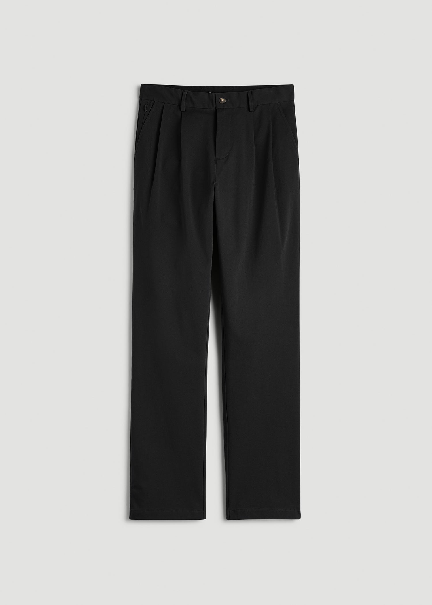 Stretch Commuter Pleated Chinos for Tall Men in Black