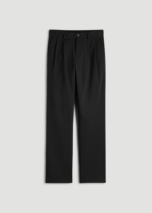 Stretch Commuter Pleated Chinos for Tall Men in Black