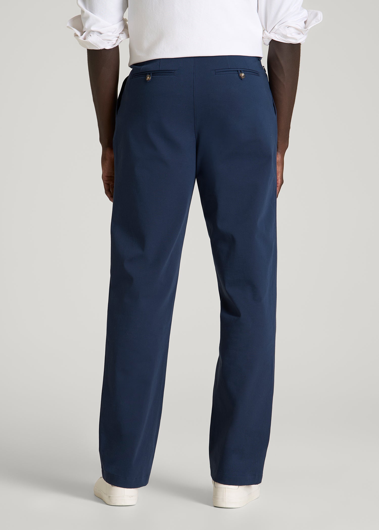 Stretch Commuter Pleated Chinos for Tall Men in Navy Blue