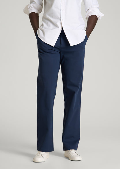 Stretch Commuter Pleated Chinos for Tall Men in Navy Blue