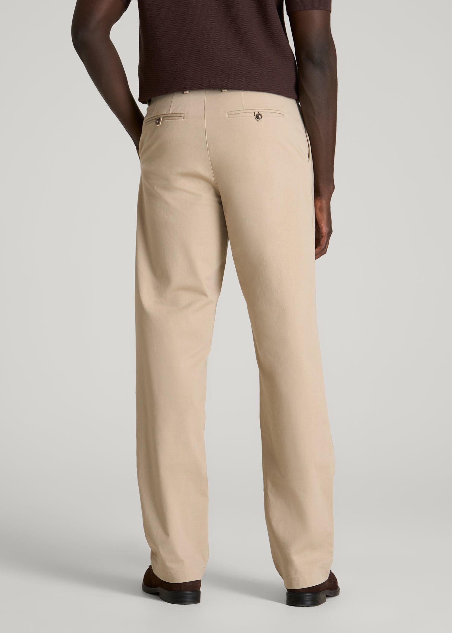 Stretch Commuter Pleated Chinos for Tall Men in Warm Taupe