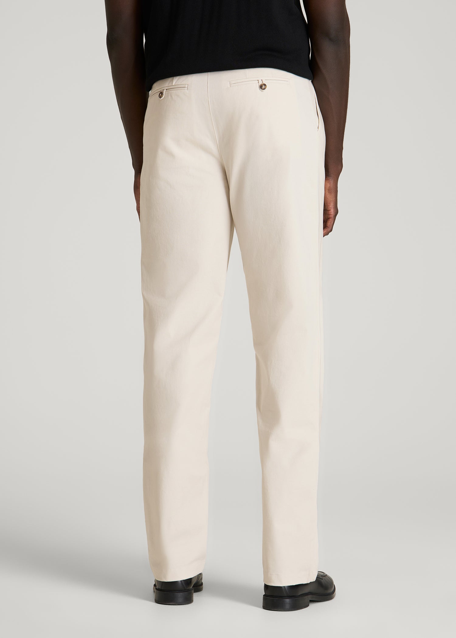 Stretch Commuter Pleated Chinos for Tall Men in White Sand
