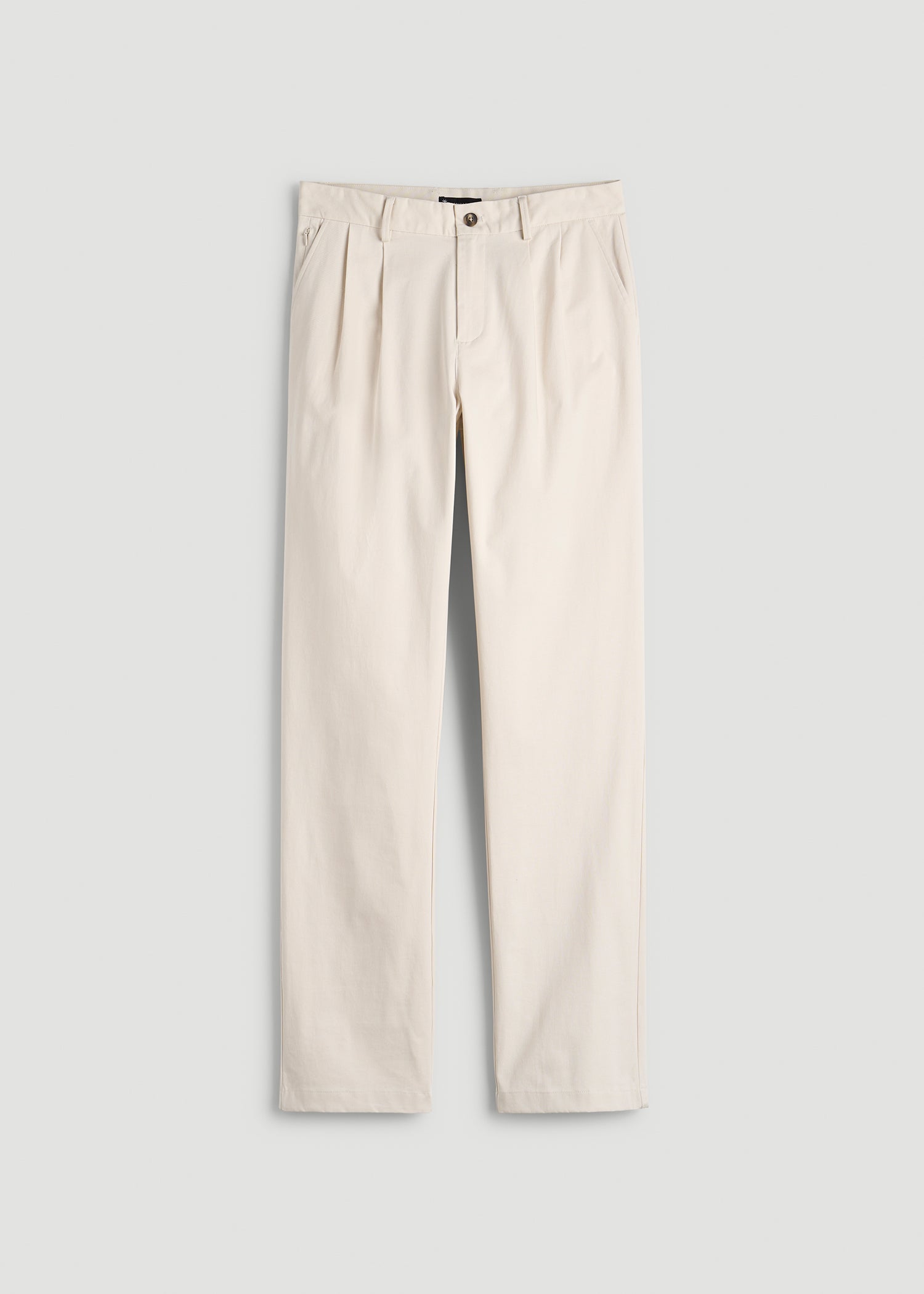 Stretch Commuter Pleated Chinos for Tall Men in White Sand